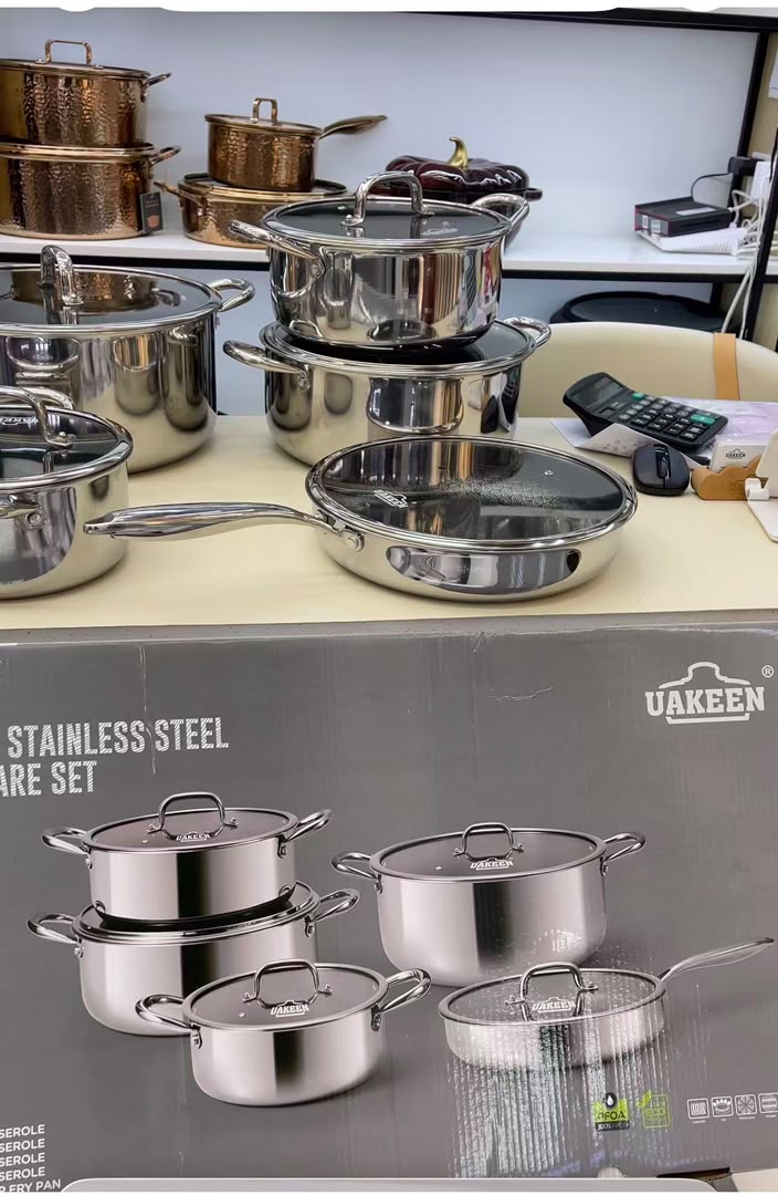 10pcs Tri-ply Uakeen stainless pot (Instant Pickup)