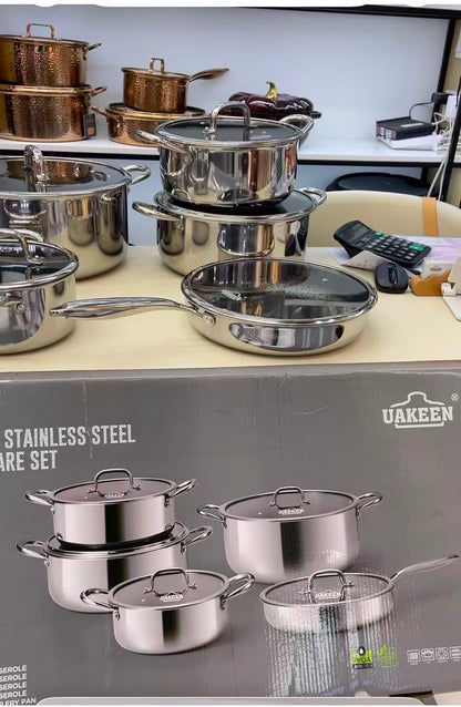10pcs Tri-ply Uakeen stainless pot (Instant Pickup)